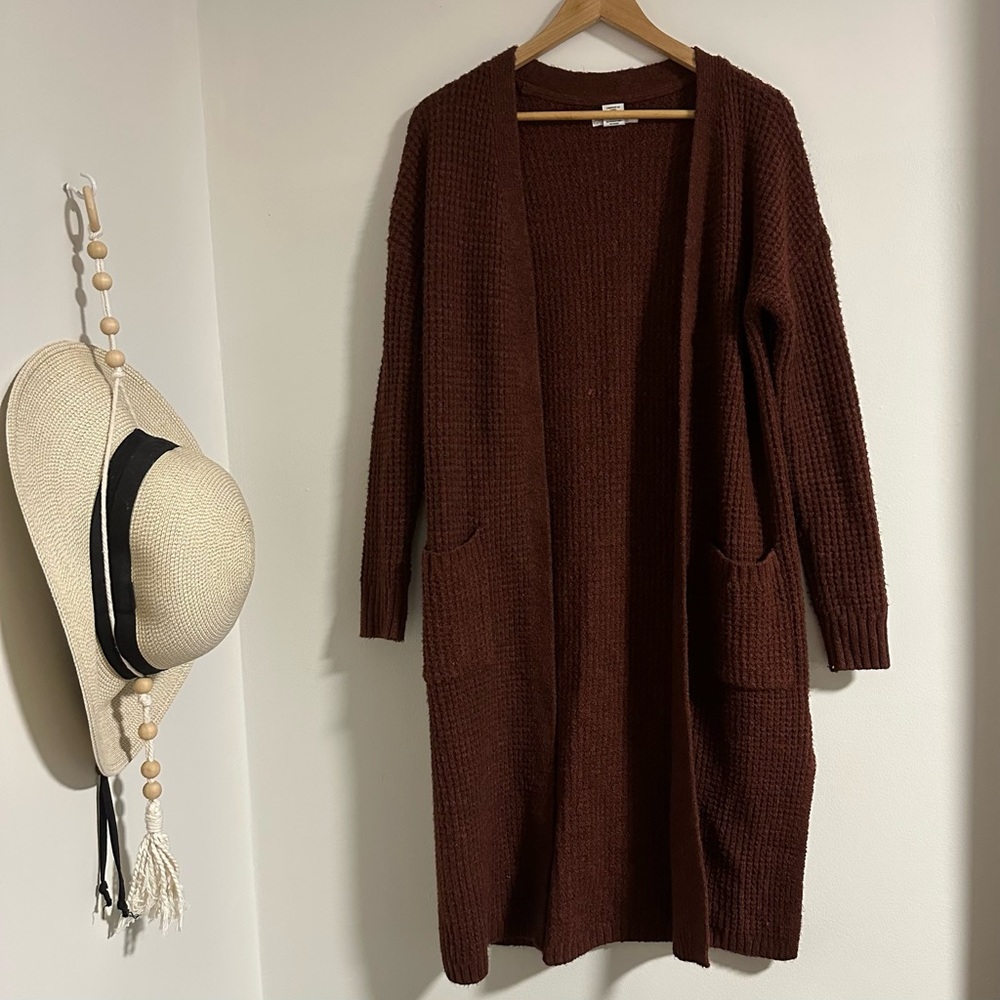 cupcakes & cashmere Rich Brown Open-Front Cardigan